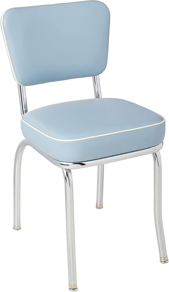 Retro 1950'S Diner Chair with 2" Box Seat, Bristol Blue | Amazon (US)