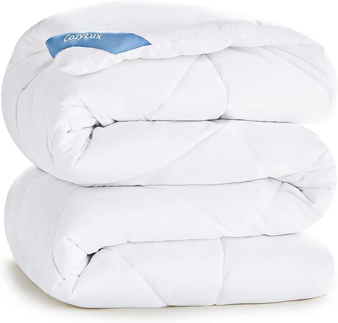 CozyLux King Size Bedding Comforter Duvet Insert - Quilted White Comforters with Corner Tabs, 180... | Amazon (US)