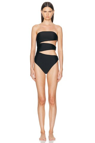 SIMKHAI Esmeralda One Piece Swimsuit in Black | FWRD | FWRD 