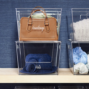 Everything Organizer® Open Front Tapered Bin w/Lid Clear | The Container Store