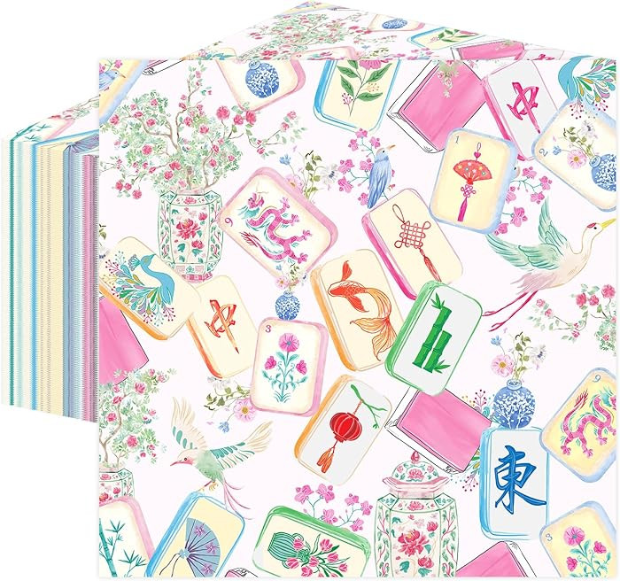 50 Pcs Mahjong Cocktail Napkins Pink Disposable Paper Napkins Funny Watercolor Beverage Napkins f... | Amazon (US)