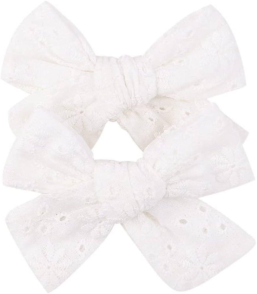3.2'' Girls White Linen Hair Bows Clips - Alligator Clips Hair Accessories for Little Girls, Todd... | Amazon (US)