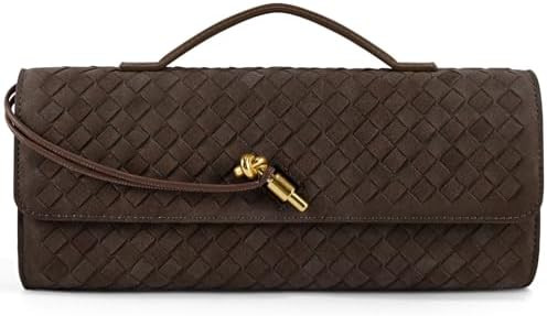 Woven Clutch Purses for Women, Formal Satchel Leather Evening Bag Shoulder Handbag | Amazon (US)