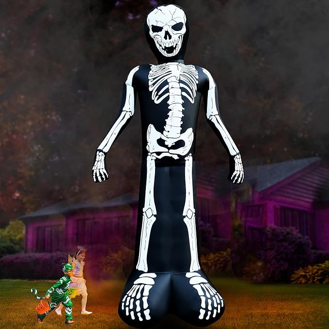 SEASONBLOW 10 FT Giant Halloween Skeleton Inflatable Decoration LED Lighted Blow Up Decoration fo... | Amazon (US)