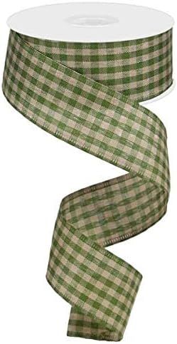 Primitive Gingham Check Wired Edge Ribbon, 10 Yards (Moss Green, Tan, 1.5") | Amazon (US)