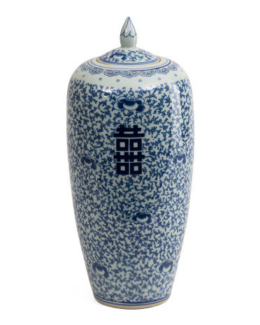 8.5x19 Floral Double Happiness Tall Ginger Jar With Lid | TJ Maxx