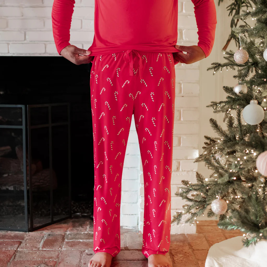 Men's Lounge Pants in Candy Cane | Kyte Baby