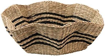 Creative Co-Op Hand-Woven Scalloped Seagrass Basket with Black Stripes Tray | Amazon (US)