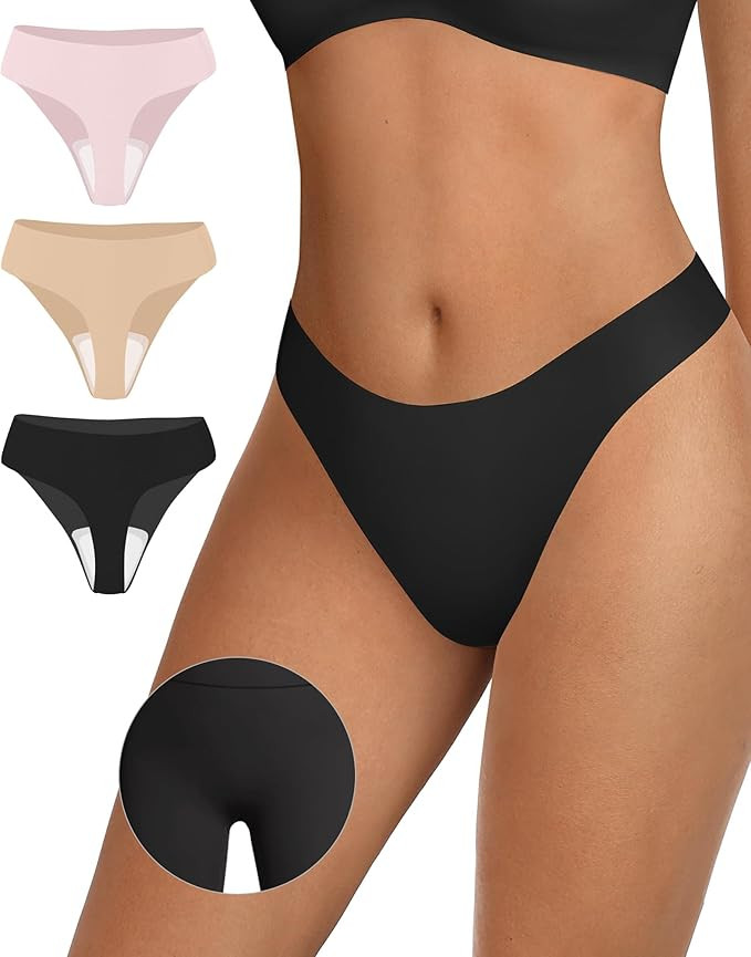 OEAK Seamless Thongs for Women Invisible Thongs No Show Thong Panty Liners Tangas Comfortable Wor... | Amazon (US)