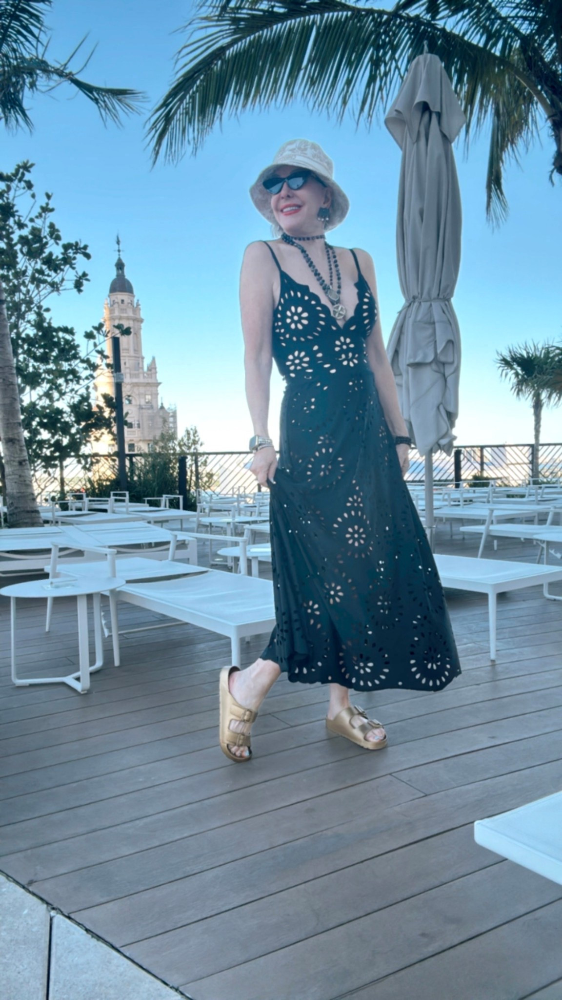  One Piece Bathing Suit Petal Hollow V Neck Swimsuit and Skirt set
Slides 
Sunglasses
Pool essentials 
Bucket hat

#LTKSwim #LTKOver40 #LTKFindsUnder100