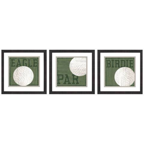Golf Days 18"W x 18"H Framed Art Set of 3 - #8640K | Lamps Plus | Lamps Plus