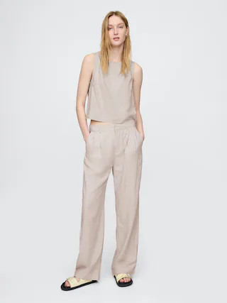 365 High Rise Linen-Blend Trousers | Gap (US)