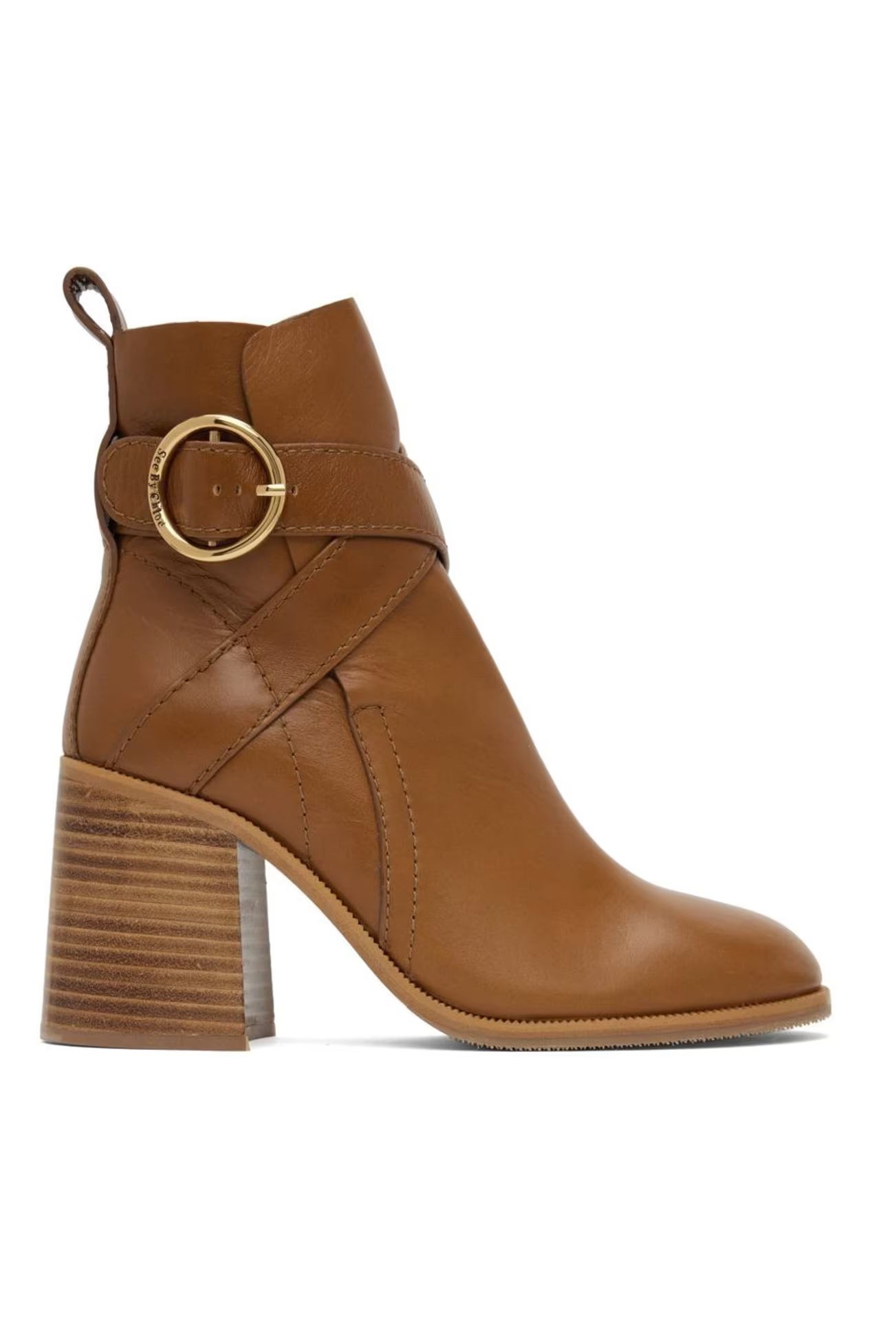 Tan Lyna Ankle Boots | SSENSE