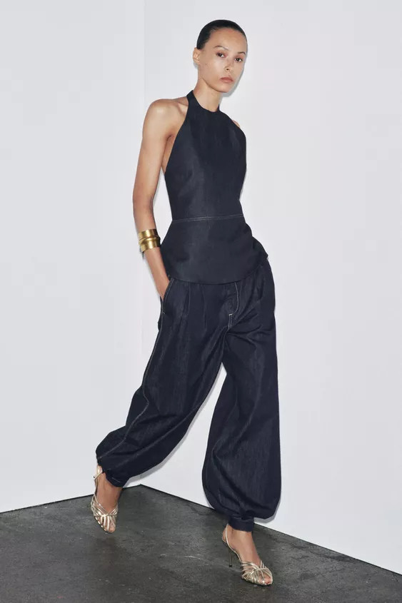 ZW COLLECTION DENIM BALLOON PANTS | Zara US
