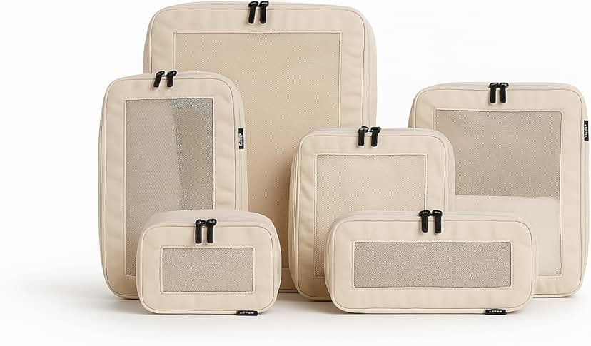 ECOHUB 4 Set /6 Set Packing Cubes for Travel Durable Suitcase Organizer Bags Set with Personalized Tag Various Sizes Travel Essentials Traveling Accessories for Luggage Machine Washable | Amazon (US)