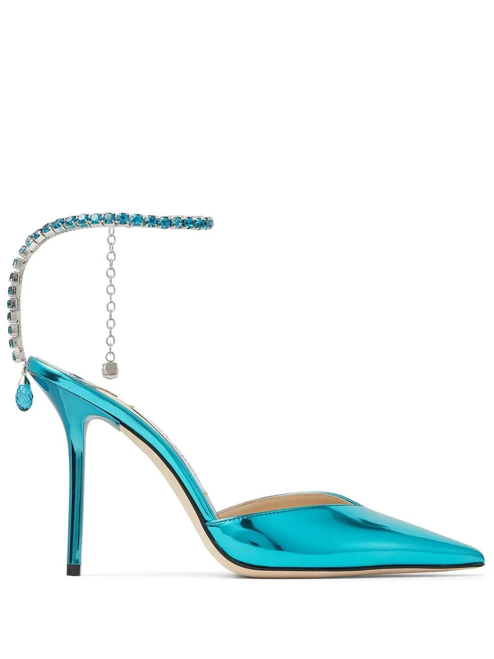 Jimmy Choo Saeda 100mm metallic-effect Pumps - Farfetch | Farfetch Global