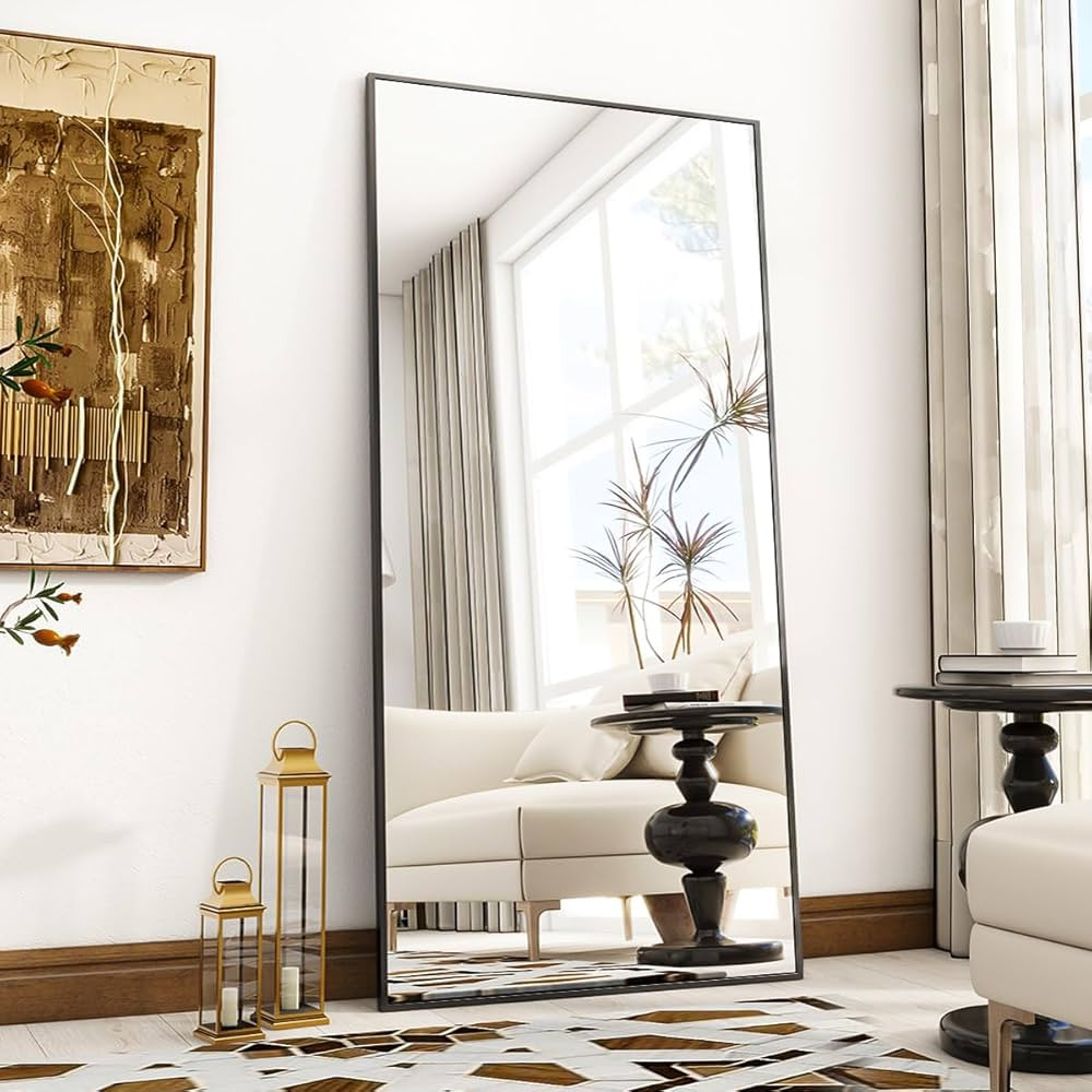 Oversized Full Length Mirror, 71" x 30" Floor Mirror with Stand, Aluminum Alloy Frame Full Body M... | Amazon (US)