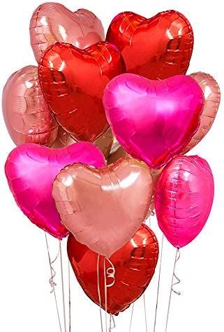 Upgraded Rose Gold and Red Balloons - Pack of 15 - Heart Shaped Foil Balloons for Valentines Day ... | Amazon (US)