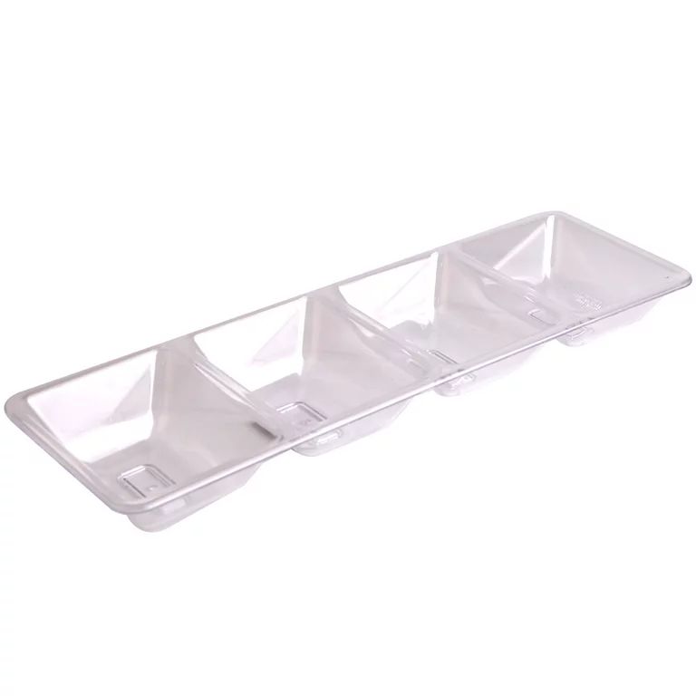 16 inch Clear Rectangular Compartment Tray, 4 Compartments, Plastic Food Tray, Way to Celebrate | Walmart (US)
