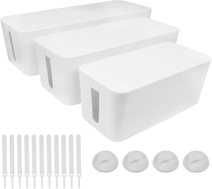 Cable Management Box Set 3 Size Cable Organizer Box to Hide Wires Power Strips Electrical Cord fr... | Amazon (US)