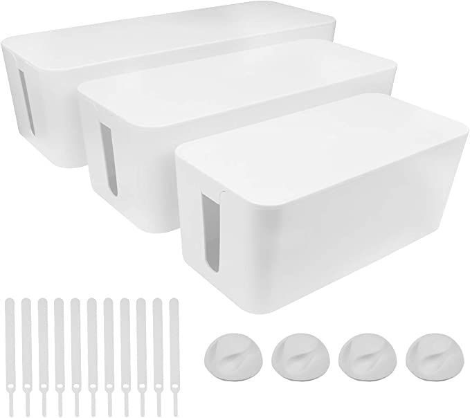 Cable Management Box Set 3 Size Cable Organizer Box to Hide Wires Power Strips Electrical Cord fr... | Amazon (US)