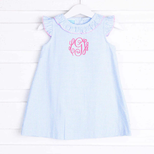 Ruffle Collared Dress Light Blue Stripe | Classic Whimsy