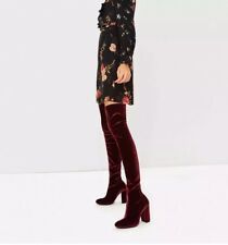 NWT Zara AW2016 Burgundy Maroon Velvet Over The Knee High Heel Boots Sz US6/36 | eBay | eBay US