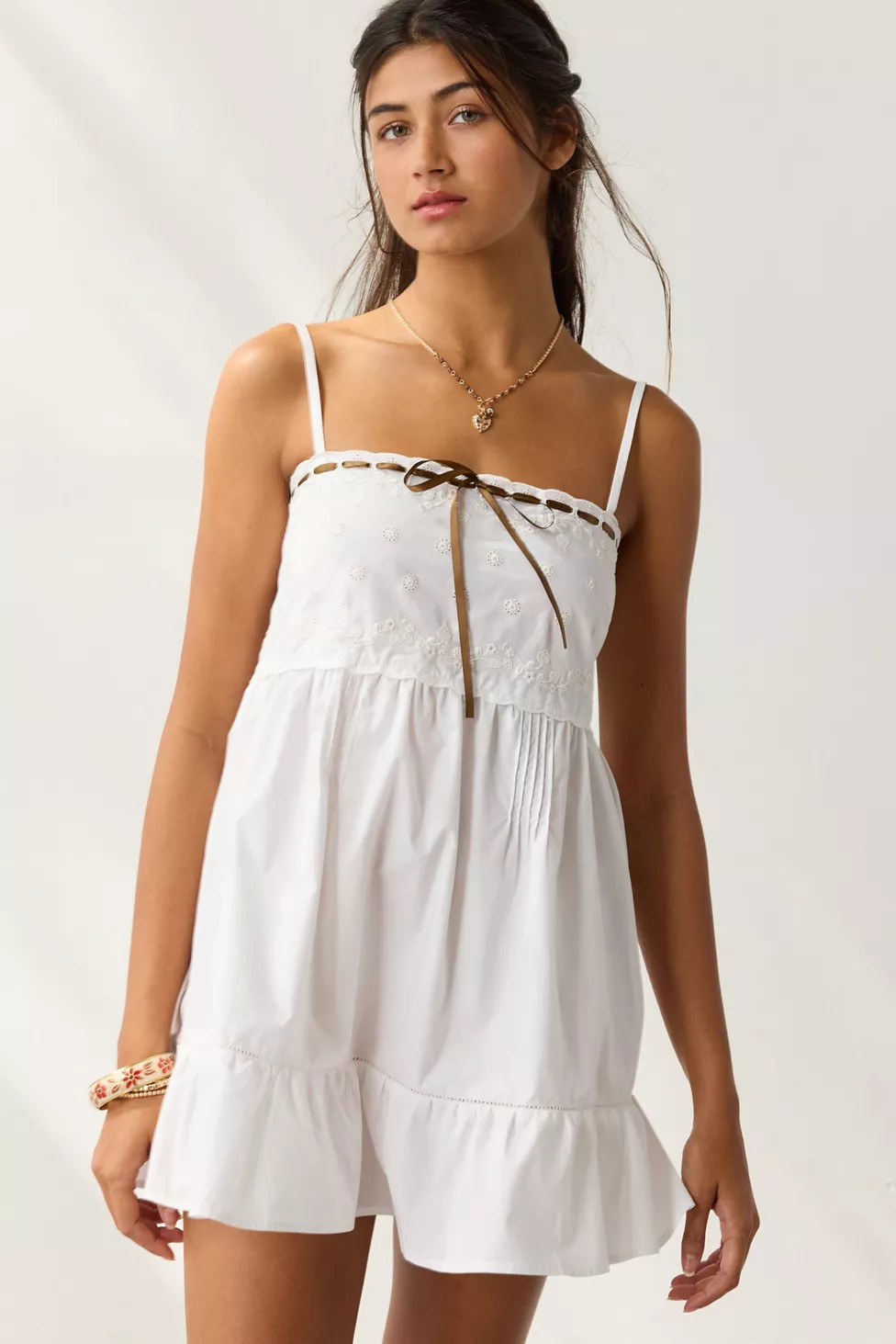 Frankies Bikinis Paris Cotton Babydoll Mini Dress | Urban Outfitters (US and RoW)