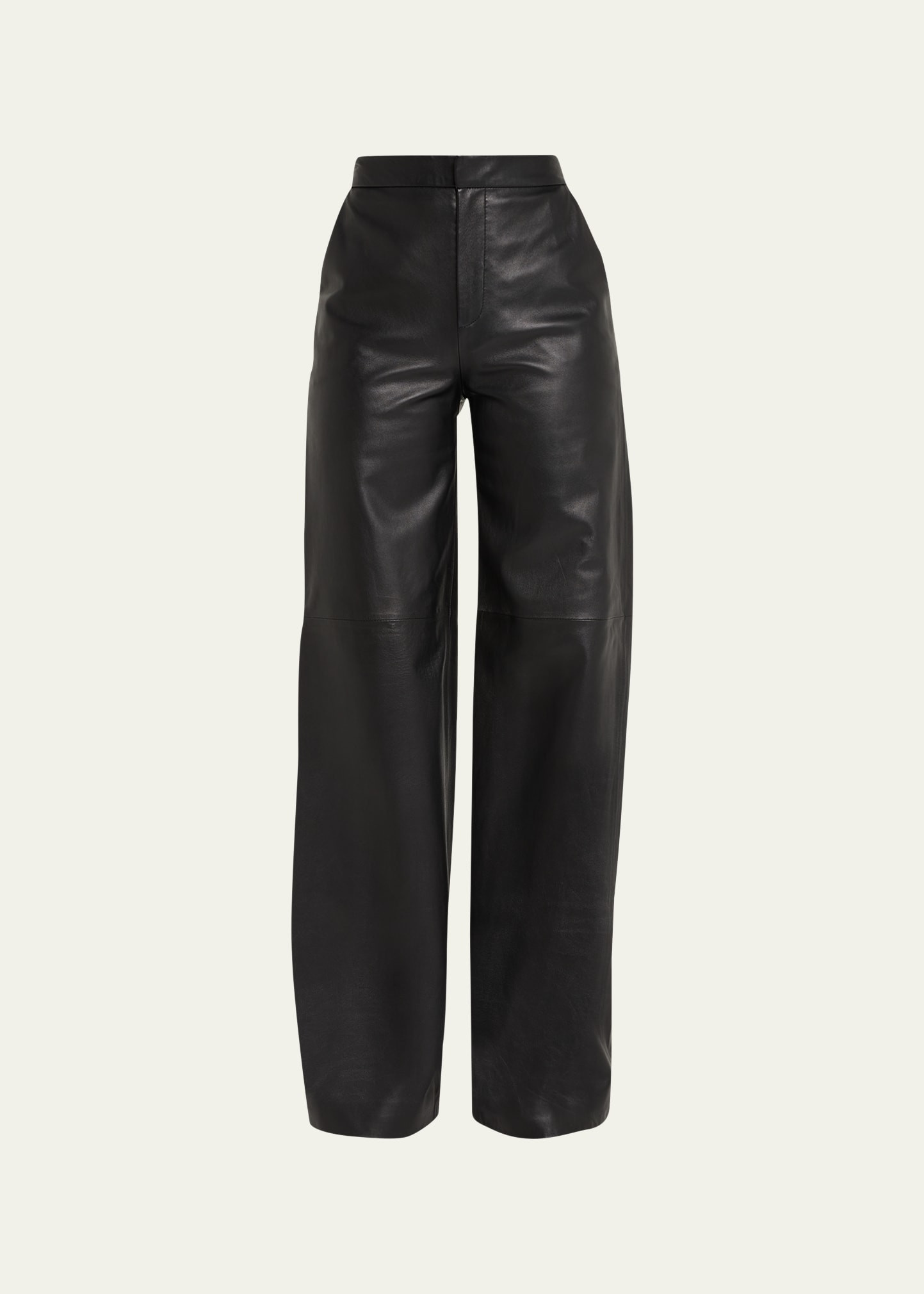 L'Agence Livvy Mid-Rise Straight-Leg Leather Trousers | Bergdorf Goodman
