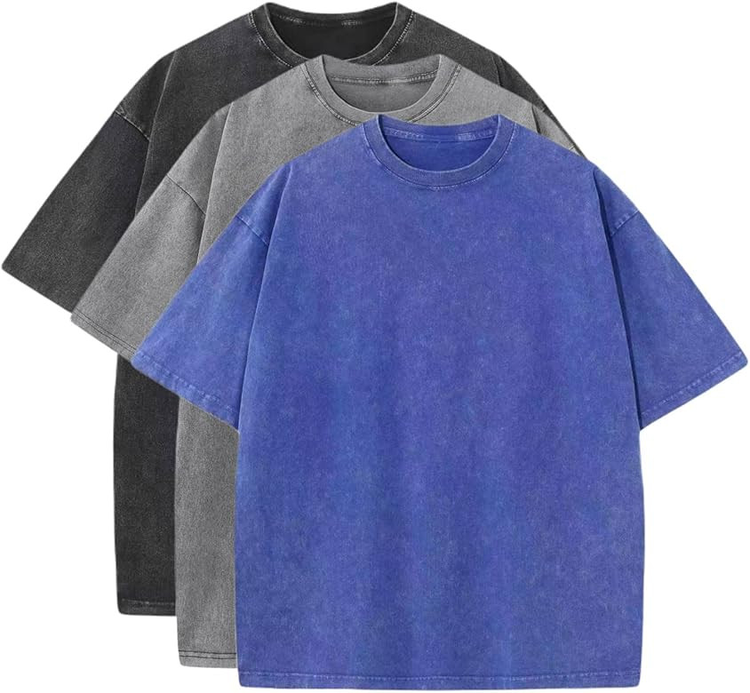 Men's Oversized Heavy Cotton Summer T-Shirts - Vintage Tee Loose Fit Short Sleeve Casual Streetwe... | Amazon (US)