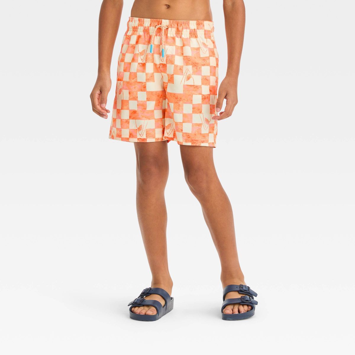 Boys' Checkered Swim Shorts - Cat & Jack™ Orange | Target