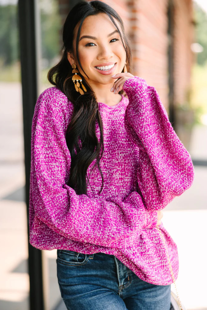 The Slouchy Magenta Pink Bubble Sleeve Sweater | The Mint Julep Boutique