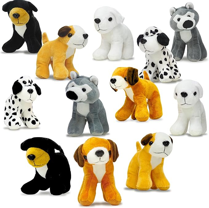 4E's Novelty Plush Dogs Animals (12 Pack) Assorted Stuffed Puppies - 5 Inches, Small Plushed Anim... | Amazon (US)