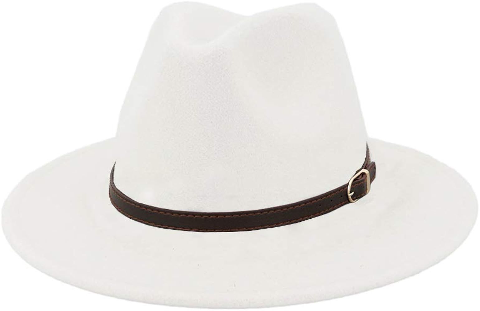 Men & Women Panama Hat Classic Wide Brim Fedora Hat with Belt B… | Amazon (US)