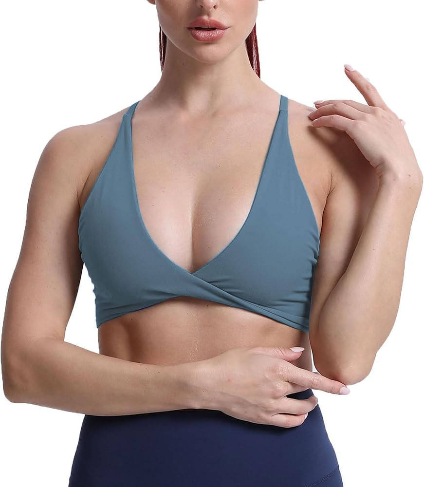 Aoxjox Women's Workout Sports Bras Fitness Backless Padded Sienna Low Impact Bra Yoga Crop Tank T... | Amazon (US)