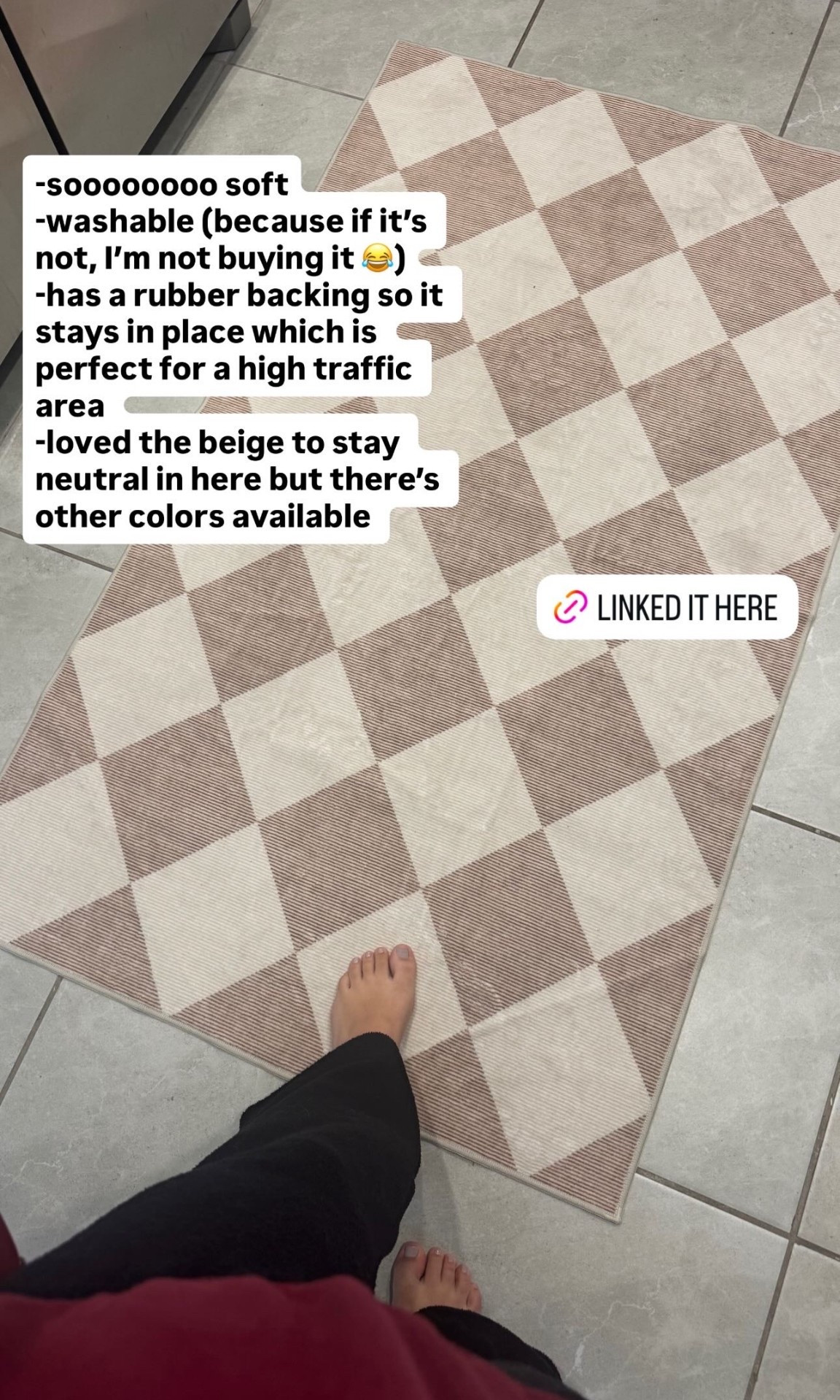 Loving this rug I got for the kit Jen. It’s S00000000 soft!! It’s washable (because if it's not, I'm not buying it) and has a rubber backing so it stays in place which is perfect for a high traffic area. Loved the beige to stay neutral in here but there's other colors that are super cutie! 

cozy | neutral home decor | cozy home | Amazon home | affordable home decor checkered kitchen rug | spring refreshh

#LTKSaleAlert #LTKHome #LTKSeasonal

#LTKSaleAlert #LTKSeasonal #LTKHome