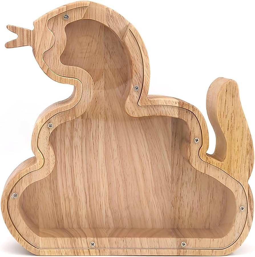 Wooden Snake Dragon Horse Piggy Bank, 2025 Year of The Snake Zodiac Money Box, Clear View Acrylic... | Amazon (US)