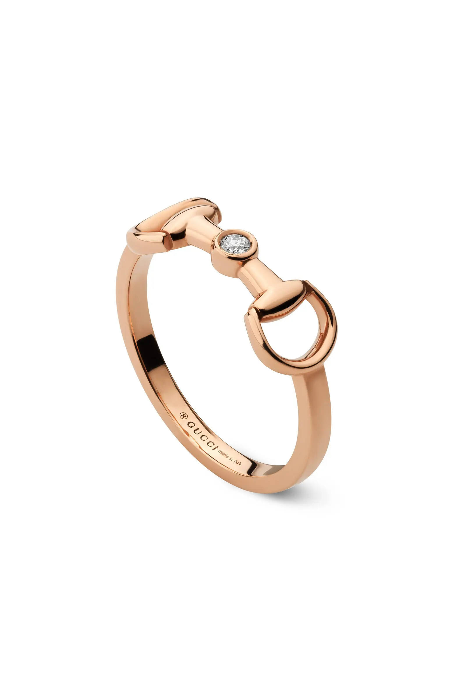 Gucci 18K Pink Gold Diamond Horsebit Ring | Nordstrom | Nordstrom