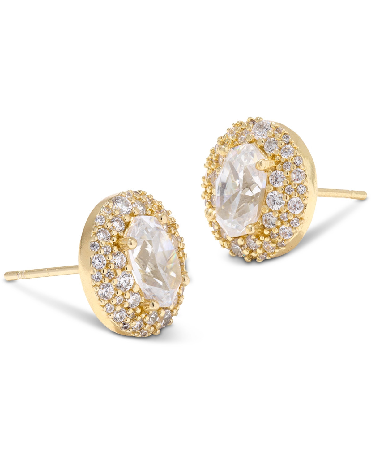Kendra Scott Cubic Zirconia 14K Gold Plated Over Brass Bella Stud Earrings - Gold White Cz | Macy's