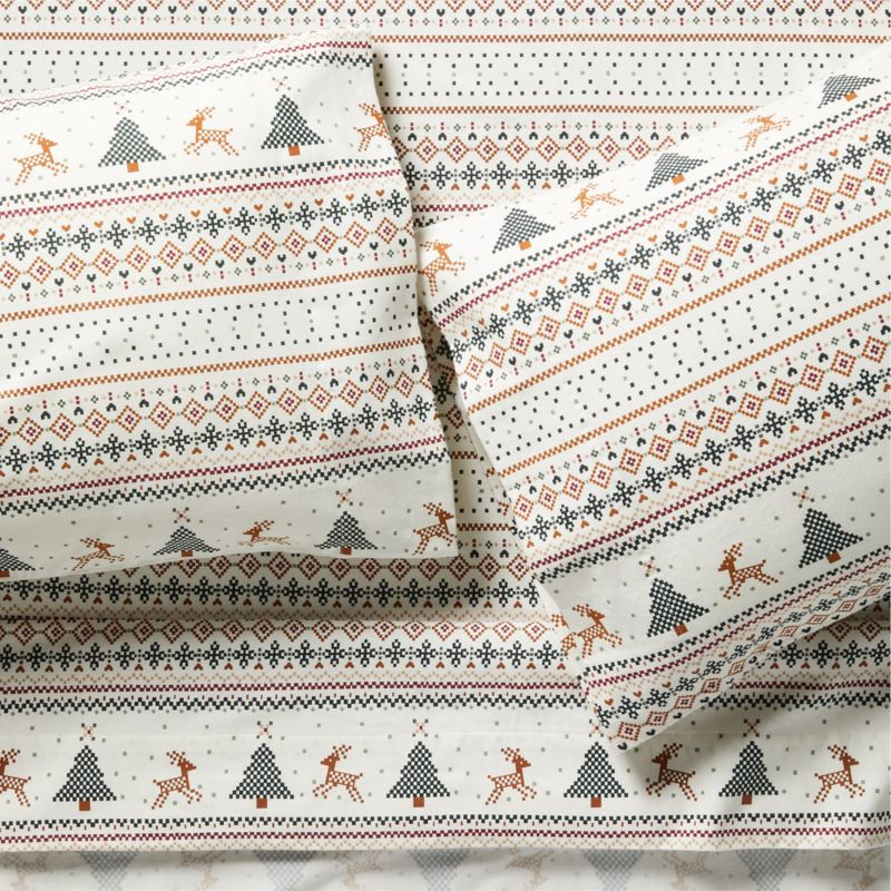 Supercozy Fairisle Multicolor Organic Flannel Kids Sheet Set | Crate & Kids | Crate & Barrel