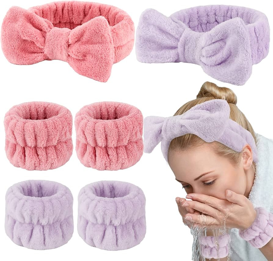 WHAVEL 6PCS Spa Headband and Wristband Set, Face Wash Headband Makeup Skincare Headband Wrist Ban... | Amazon (US)