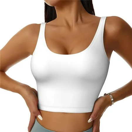 Sports Bras for Women High Support - white Athletic Crop Workout Tank Top for Women | Walmart (US)