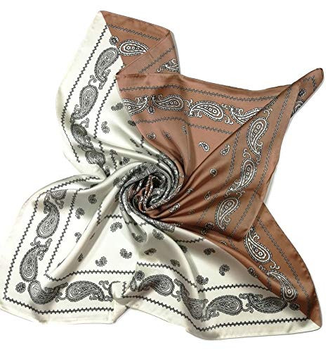 Shanlin Paisley Two Tone Silk Feel Scarves Bandana 27X27 (SQ27-Paisley-Brown) | Amazon (US)
