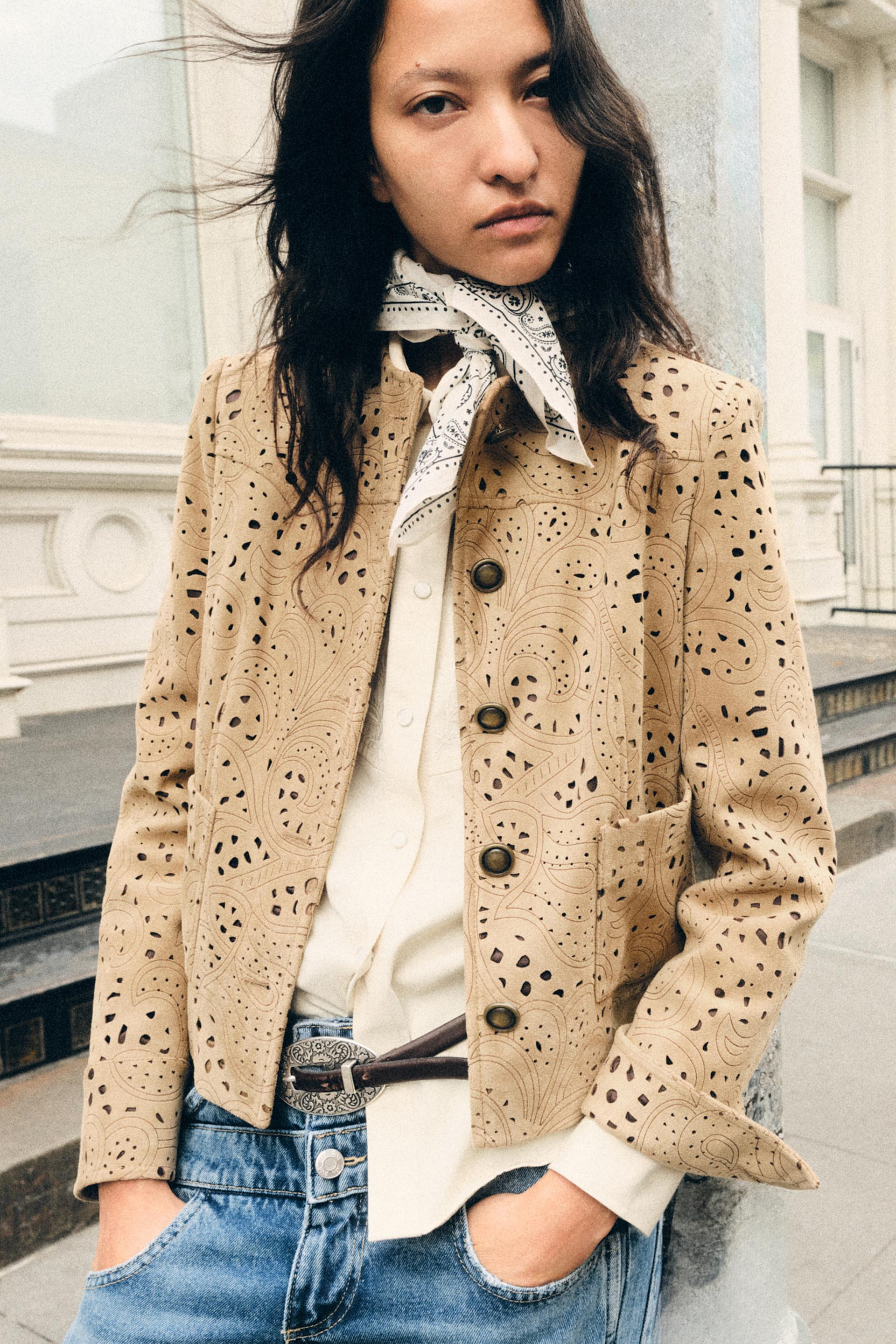 FAUX SUEDE PERFORATED BLAZER | Zara US