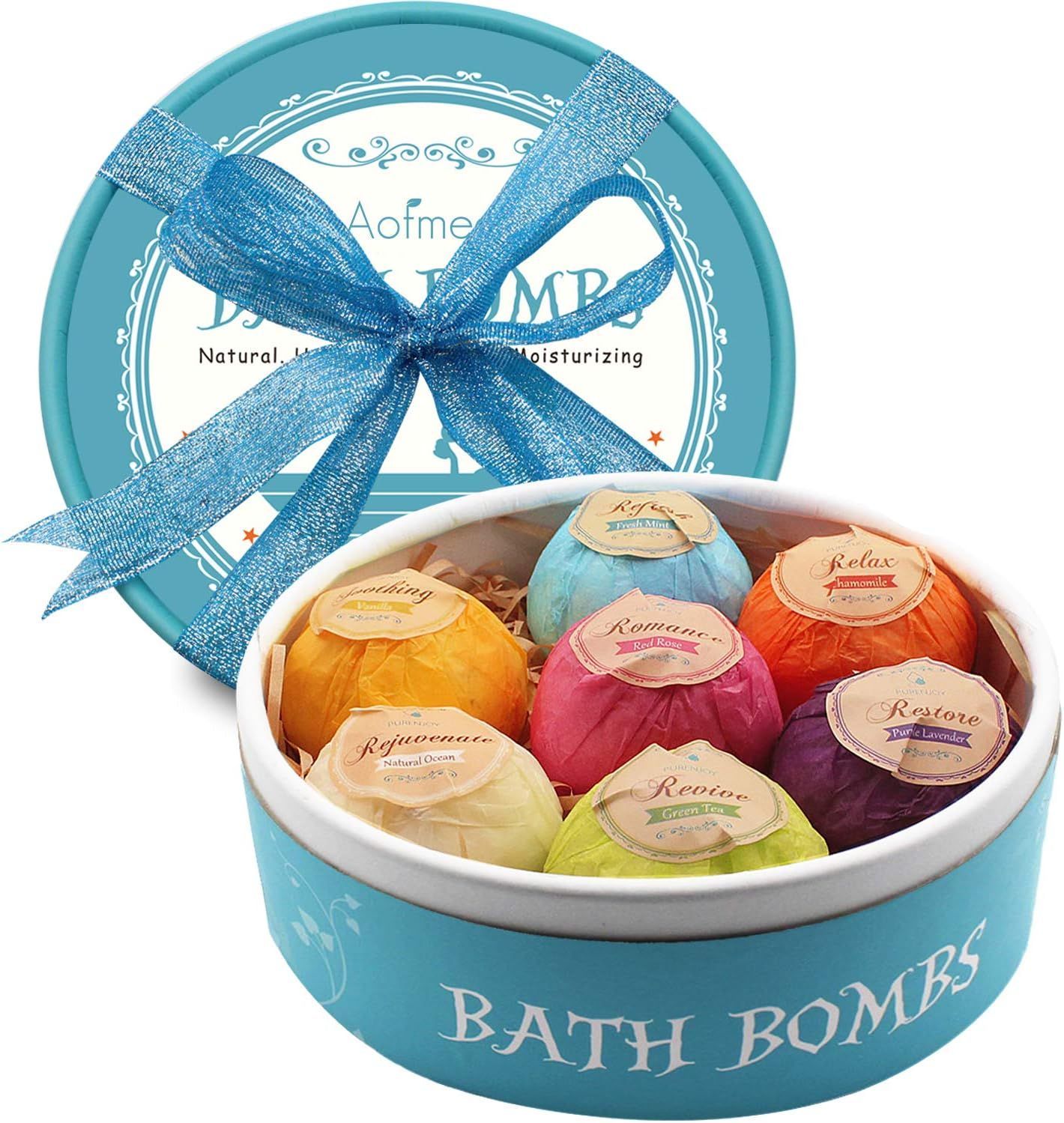 Aofmee Bath Bombs Gift Set, 7pcs Fizzies Spa Kit Perfect for Moisturizing Skin, Birthday Valentin... | Amazon (UK)