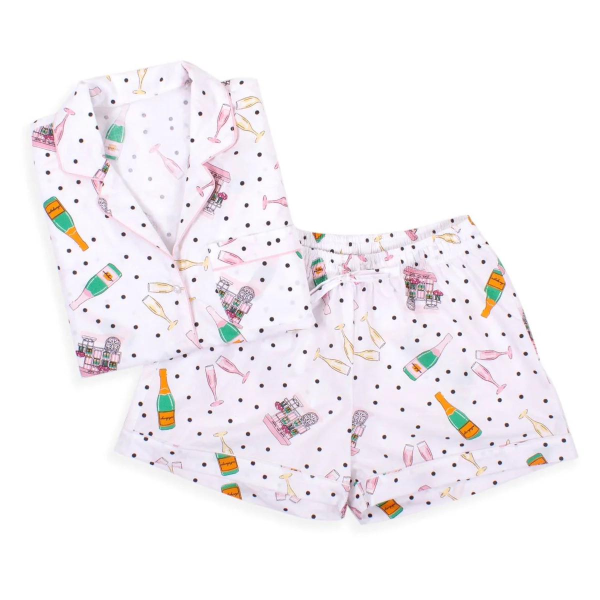 Bubbly Dot Printed Pajama Short Set | Teggy French