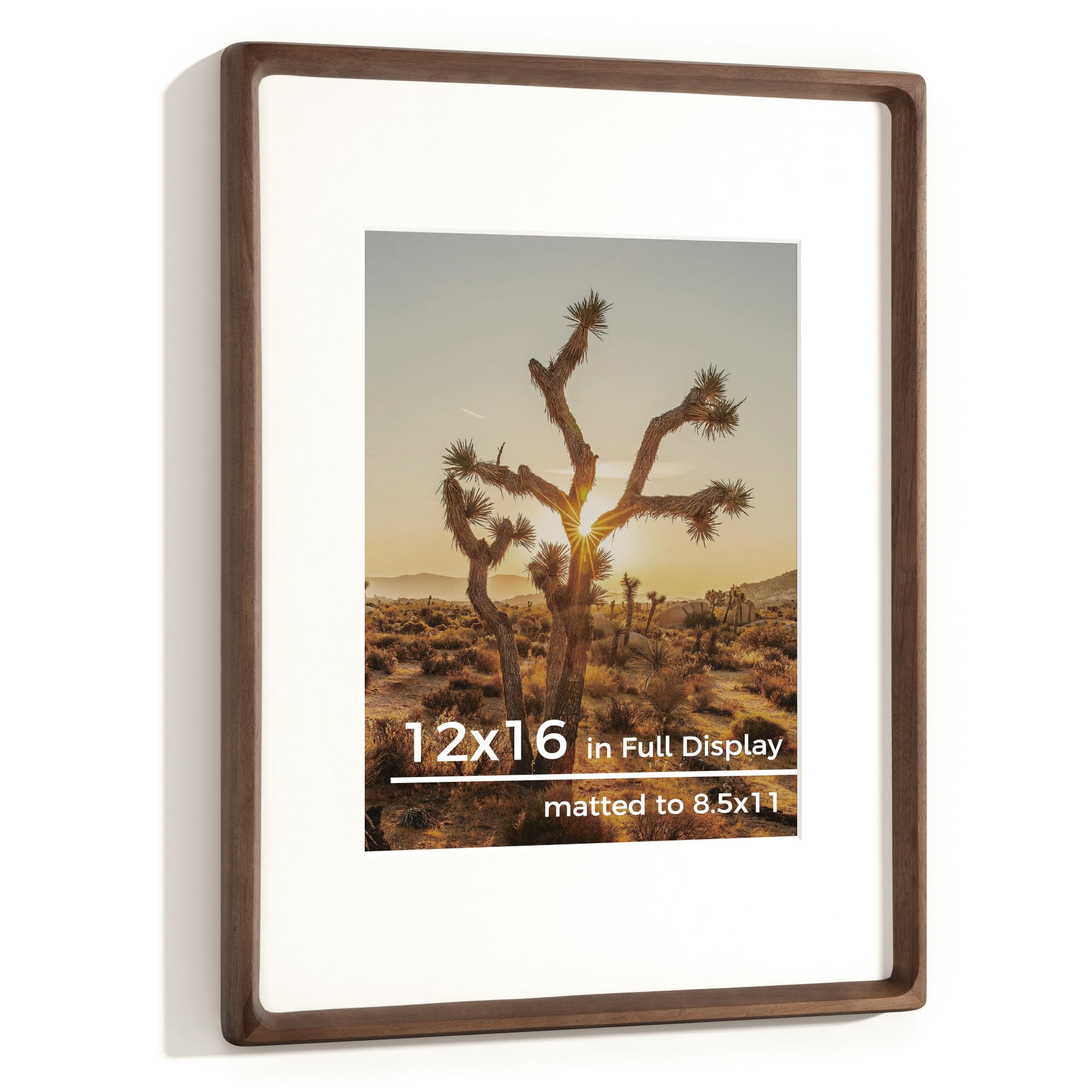 RICHFOCUS 12x16 Picture Frame USA-Sourced Natural Walnut Solid Wood Photo Frame Handcrafted Round... | Amazon (US)