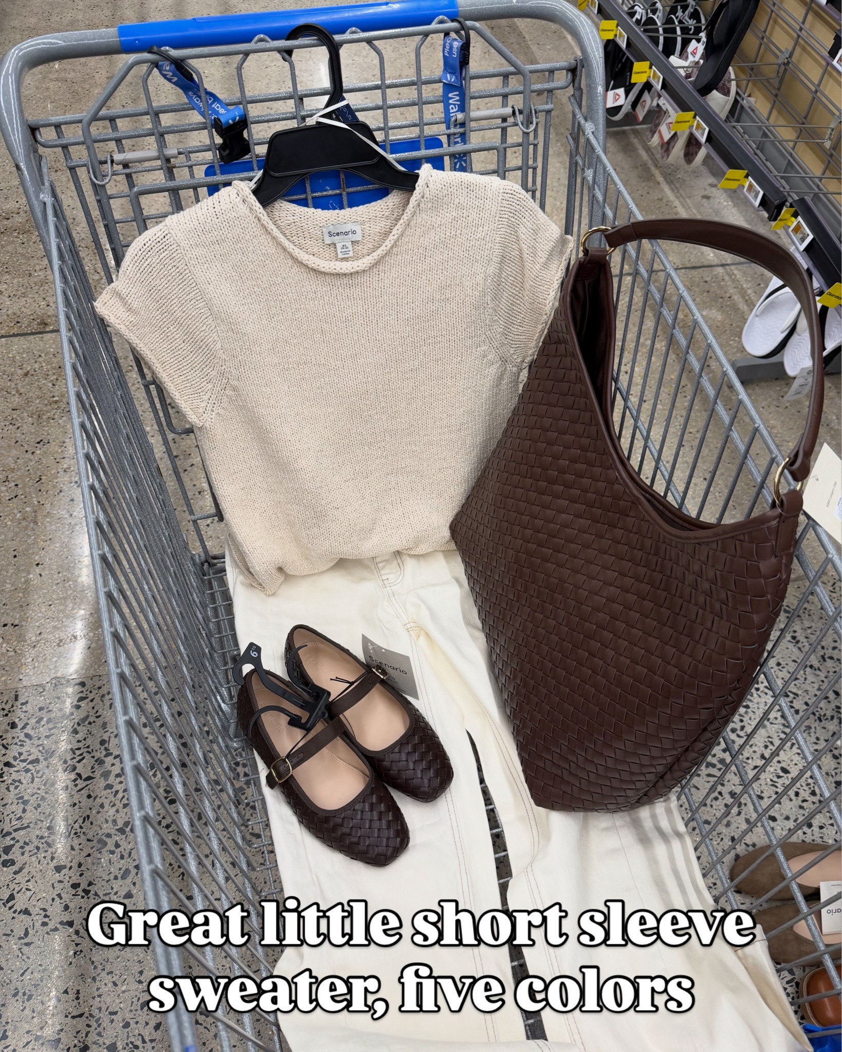 You all are loving this chic neutral end of summer into fall Walmart look! Sweater tee, off white barrel jeans and chocolate brown accessories. #walmartfashion

#LTKOver40