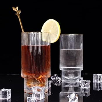 Ice Coffee Cups, Wine Ice Beer Cup Cocktail Glasses Drinkware, Origami Style Transparent Tea Set ... | Amazon (US)