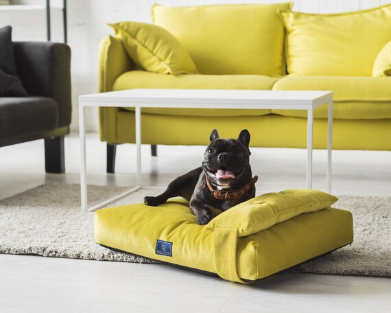 Yellow Dog Bed, Large Dog Bed, Modern Dog Bed, Pet Bed, Gift For Pet, Washable Dog Bed, Dog Bed F... | Etsy (US)